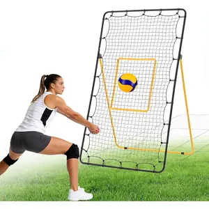 7x4 ft Volleyball Rebounder Net Set, Multi-Sport Bounce Back Training Equipment with 5 Adjustable Angles, Portable Practice Net for Solo or Team Drills