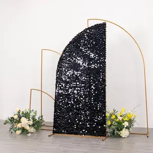 6ft Black Big Payette Sequin Chiara Wedding Arch Cover For Half Moon Backdrop Stand