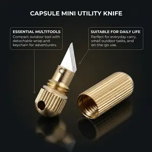 Mini Brass Capsule Box Opener, Portable Keychain Utility Tool for Unboxing Daily Packages, Compact Pocket-Sized Letter Opener for Mail and Tape