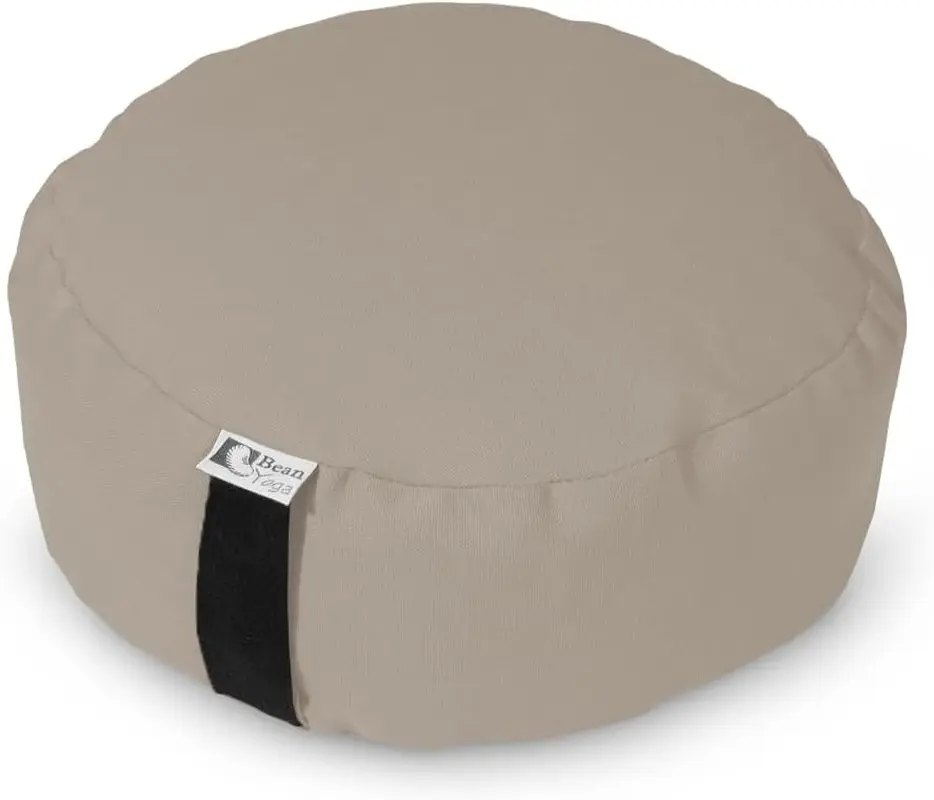 Bean Products Zafu Meditation Pillows for Sitting on Floor, Yoga Cushion, Cotton/Buckwheat Fill Yoga Pillow, Zafu Meditation Cushion, Zen Kneeling Prayer Pad- Made in USA - 14" round - Natural Bean Products