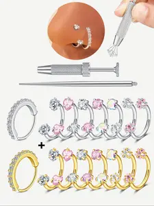 Stainless Steel Oxidized Zircon Nose Stud, Horseshoe Nose Ring, Cartilage Earring Studs, Unisex Fashion Jewelry, Perfect Holiday Gift