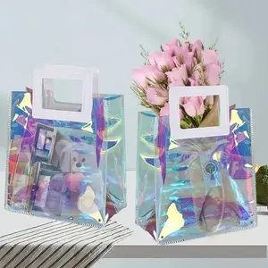Gift Bags Set, 4-12pcs Iridescent & Holographic Design, Durable Reusable Handle Bags, Perfect for Birthdays & Holidays, Party Favor