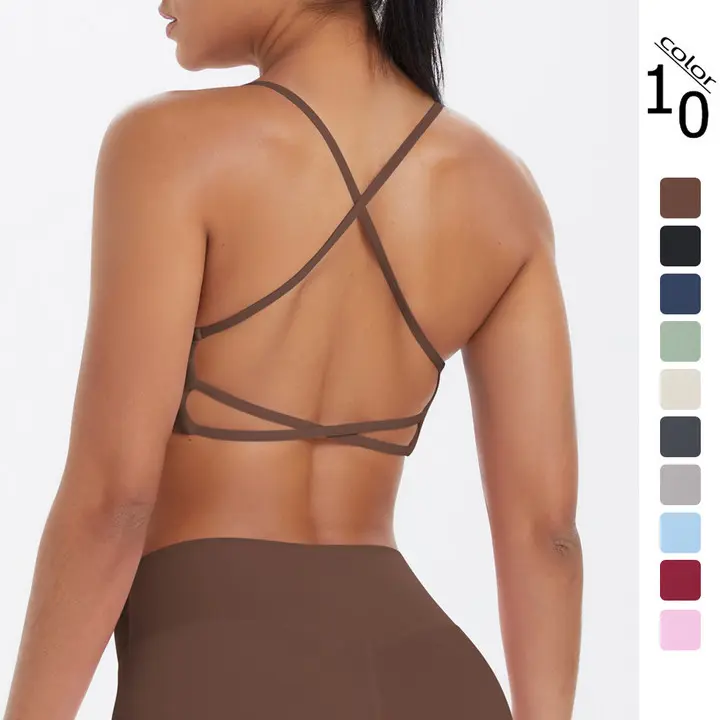 Women's Criss Cross Back Sports Bra - Strappy Seamless Pullover Bralette with Wirefree Support for Low Impact Yoga & Gym, Leggings, One Size, Plus Size