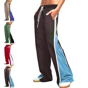 Buenoble Women’s Retro Color Block Wide Leg Track Pants Y2K Parachute Sweatpants with Elastic Waist Trendy Baggy Streetwear Trousers