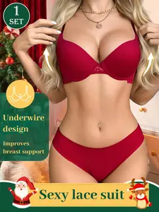 Christmas Sexy Lingerie Set, High-End Embroidery + Smooth Fabric, Lace Underwear & Panties, Perfect Gift & Self-Wear