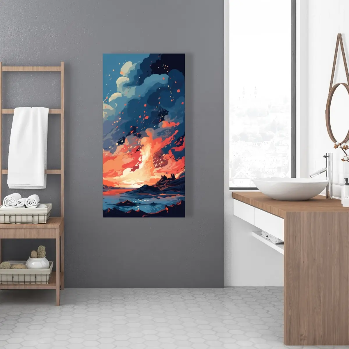 Pictorem C1RC2448NTDX69 24 x 48 in. Magma Does Not Wait - Coral Canvas Wall Art for Home Decor