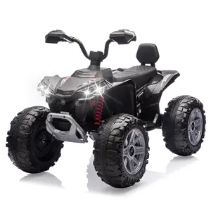 Premium 24V 7AH Kids ATV Electric 4-Wheeler 2-Seater Ride On Car with 2.4G Parent Remote Control, 1100W Dual Motor Spring Suspension Off-Road Toy Vehicle, Bluetooth Music & LED Lights for Boys Girls Ages 3-8 110 Lbs Capacity, Black