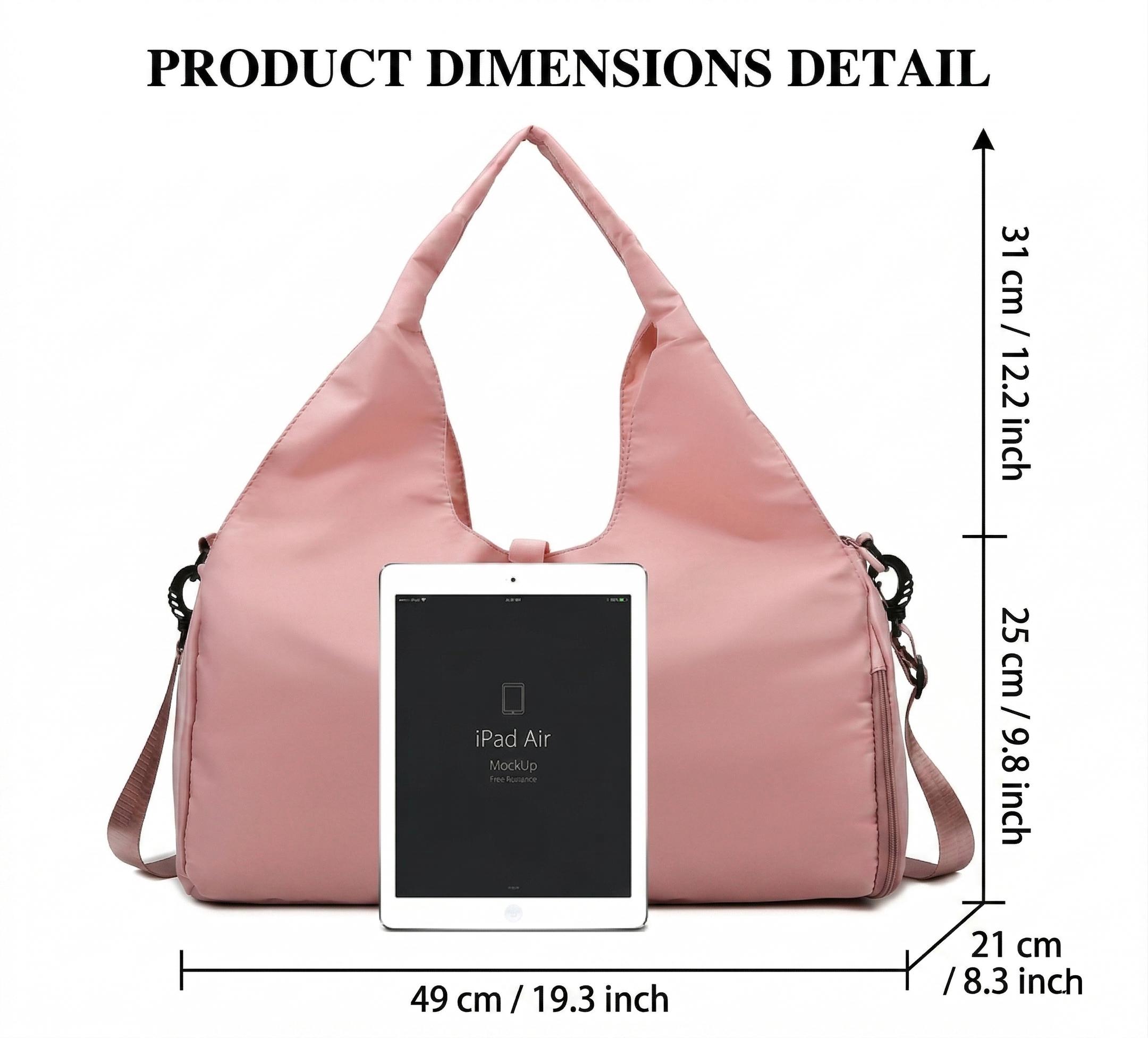 Large Gym Bag with Wet Pocket & Mat Strap, Yoga Mat Duffle Bag for Women, Sports Travel Bag for Workout, Pilates & Swimming