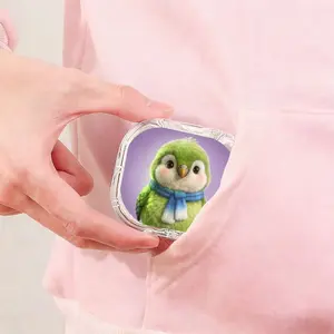 Blue White Scarf Green Parrot Printed Retainer Box, Fresh Literary Denture Storage Box, Student Portable Orthodontic Retainer Box, Waterproof Moisture Proof Invisible Braces Box