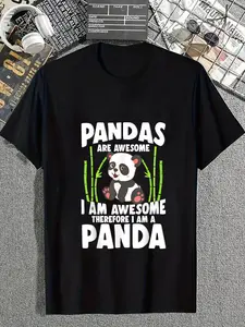 100% Cotton Unisex Panda Shirt Cute Panda Tshirt Pandas Are Awesome Panda Bear T-Shirt