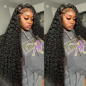 180% Deep Wave 13x4 HD Lace Frontal Wig Human Hair Brazilian Curly Wigs For Women Lace Front Wig Pre Plucked 28 30 Inch