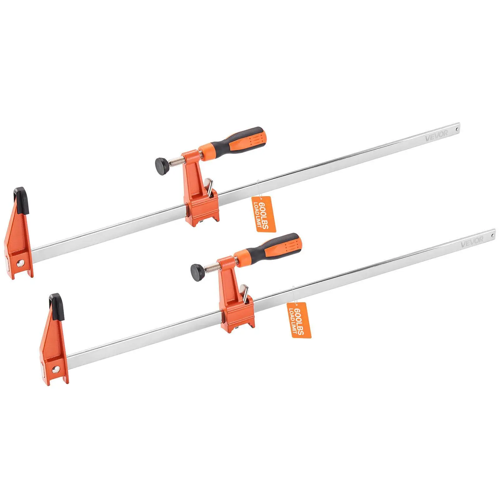 VEVOR Heavy Duty F-Clamps for Woodworking, 2-Pack with 24-Inch Large Jaw Opening, 600 lbs Load Limit, 2-1/2" Depth, Cast Iron & Carbon Steel, Lockable Easy-Use for Wood/Metal Projects, Bar Clamps
