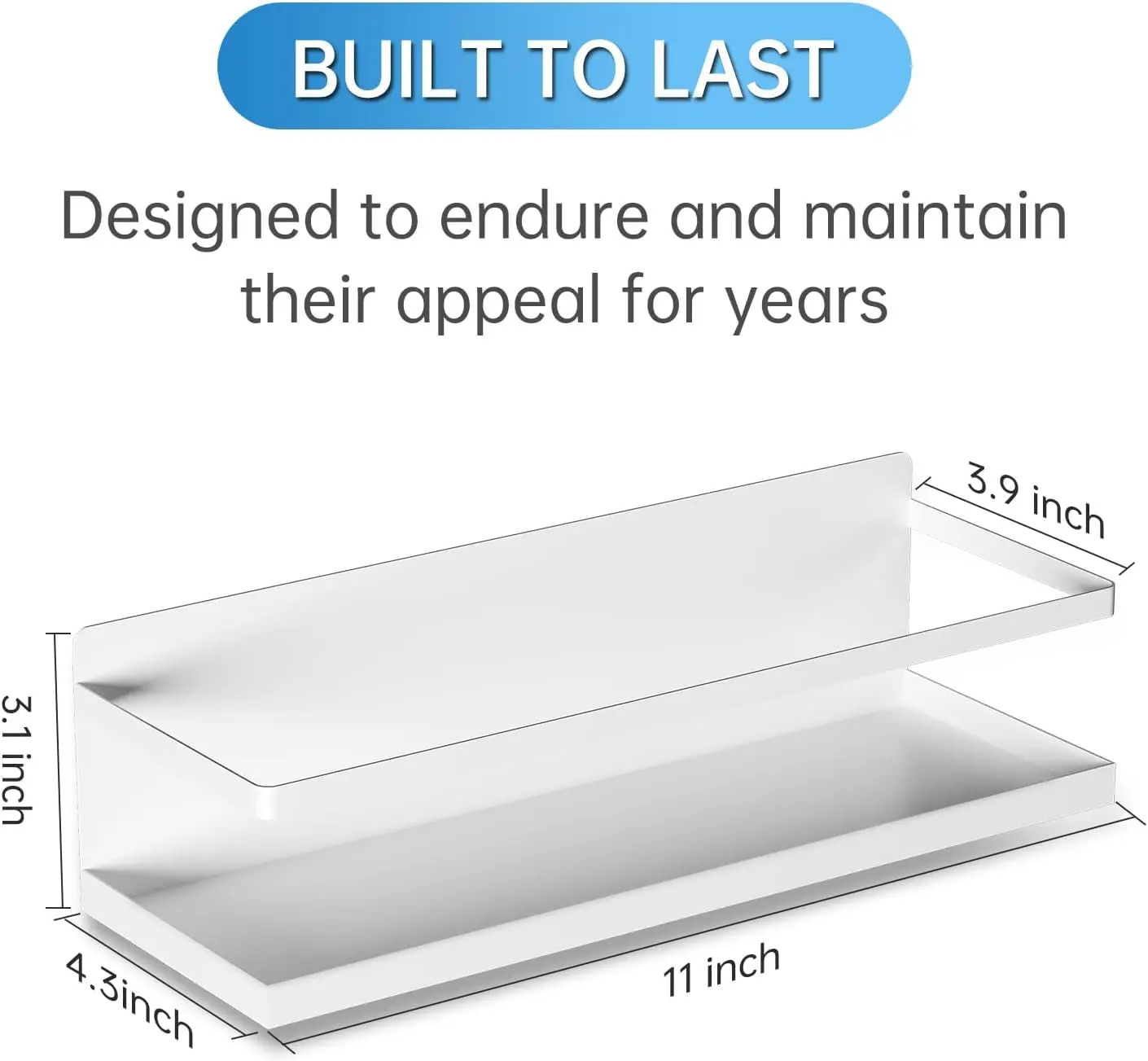 2 Pcs Metal Magnetic Book Shelf for Whiteboard, Metal Magnetic Bookshelf, Book Display Shelf for Teacher Kids Classroom Office (White, 11" x 4.3" x3.1")