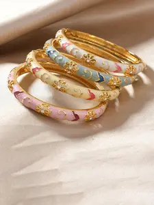 Enamel Crafted Colorful Cloud Bangle Bracelet, Vintage Asymmetrical Dye Coil, Fashion Versatile, Suitable for Couples, Friends, Daily Wear