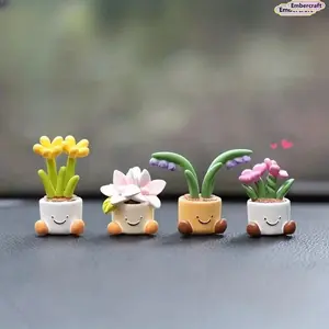 4PCS Mini Potted Flower Car Dashboard Decor - Cute Stylish Fashion Accessory - Vehicle Accessories, Girly Picks for Women - Ideal for Gift, Personalization, Cars, Accessories For Car