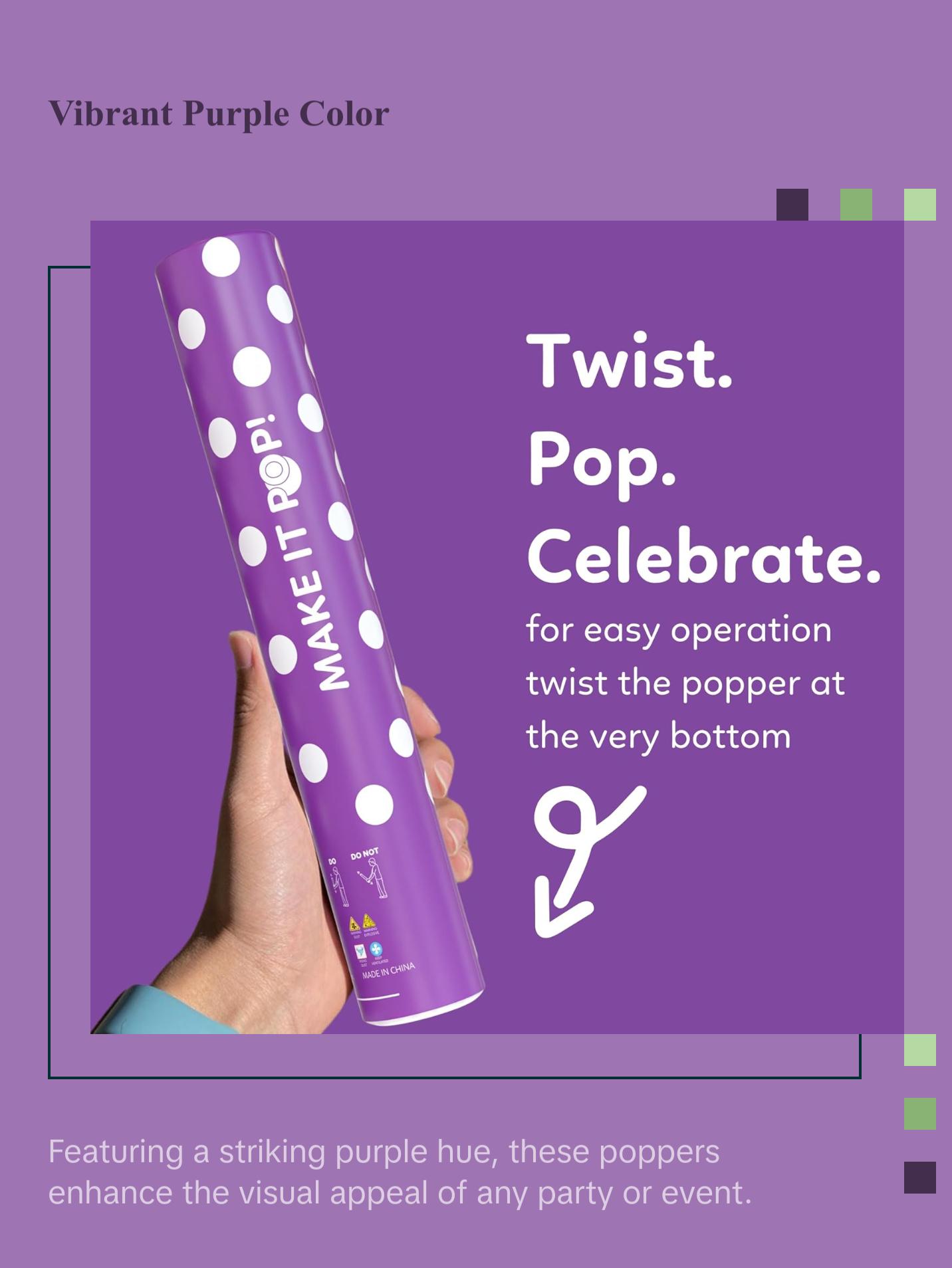 2 Pack Purple Powder Cannon Poppers (12 Inch)