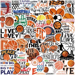 50 Pieces Basketball Sports Stickers, Waterproof, Removable and Reusable Decals for Luggage, Notebook, DIY Decoration