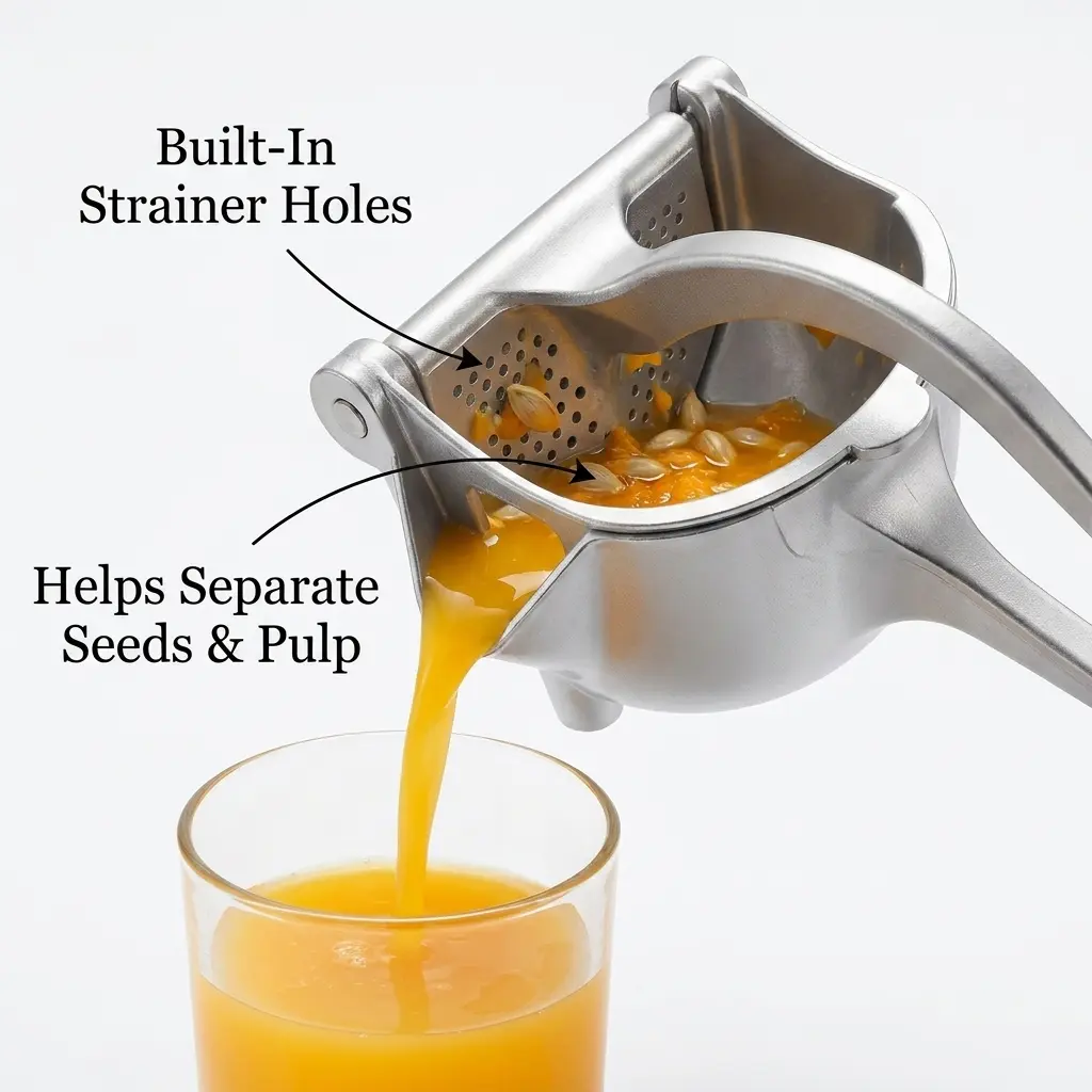 Portable Manual Fruit Juicer, Hand Press Citrus Squeezer for Lemons, Oranges and More, Easy-Pour Juice Extractor for Home Kitchen, Parties and Travel