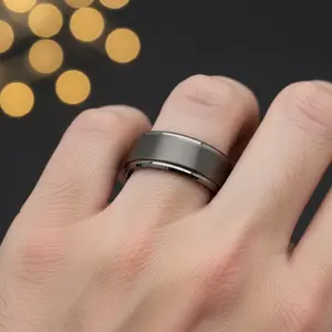 Mens Wedding Band, Gunmetal Men's Ring, Dark Gray Tungsten Wedding Ring, Male Wedding Band, Women's Engagement Ring, Engraved Ring, 8MM Wide Anniversary Ring
