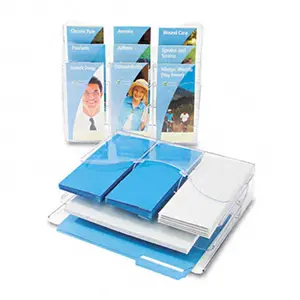 Deflect-O 47631 Three-Tier Document Organizer with Dividers Display Rack Clear