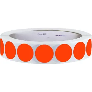 3/4 Inch Circle Sticker Labels, High Visibility Round Color Coding Labels, Removable Sticky Dots - 1000 Colored Dot Stickers per Roll, Fluorescent Red-Orange Circle Stickers