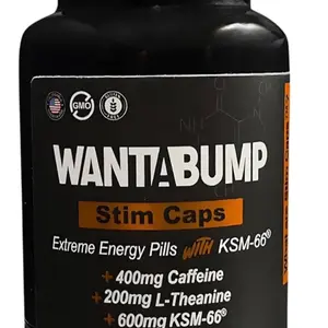 Want A Bump: Extreme Energy Pills | 400mg Caffeine | 600mg Ashwagandha | 200mg Lions Mane | Increased Energy & Focus & Mood