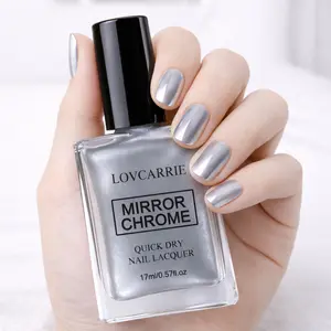 LOVCARRIE Nail Polish – Metallic Silver | DIY Nail Care | Ideal for Nail Art Enthusiasts | Quick-Drying | No UV Lamp Required | 17ml / 0.57 fl.oz