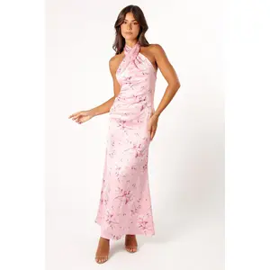 Mila Halterneck Maxi Dress - Pink Floral