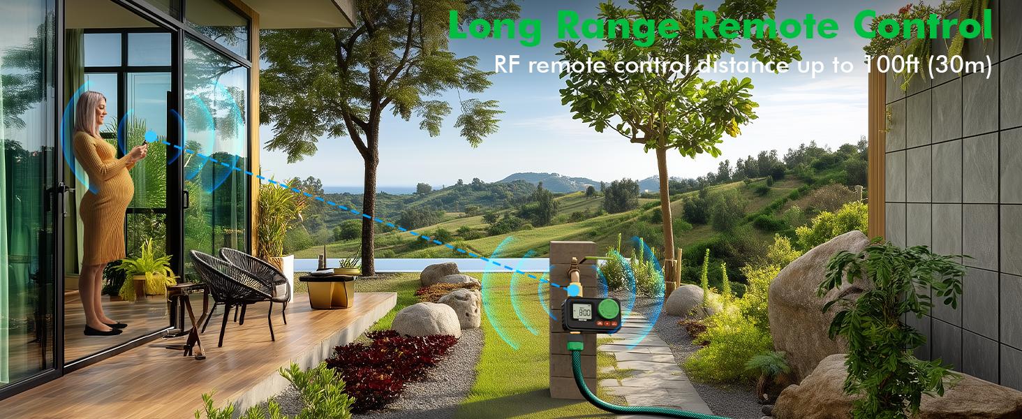 RESTMO RF Remote Controlled Sprinkler Timer with Brass Inlet & Outlet, Programmable Water Timer for Garden Hose, Automatic | Manual | Rain Delay for Outdoor Faucet, Drip Irrigation and Lawn Watering RESTMO RF Remote Controlled Sprinkler Timer with Brass Inlet & Outlet, Programmable Water Timer for Garden Hose, Automatic | Manual | Rain Delay for Outdoor Faucet, Drip Irrigation and Lawn Watering