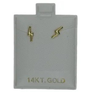 14K Gold Lightning Bolt Earrings with 14k Screws Back for Stylish Jewelry