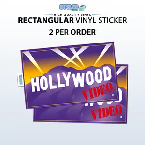 funny Hollywood video rectangle vinyl sticker funny Hollywood video rectangle vinyl sticker