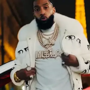 Mula white Jacket w/ white Fur Leather Pants Menswear Graphic Design Formal Casual Outfit Smooth Luxury Suits Long Sleeve