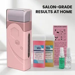 NEW Waxing At Home Kit for Women & Men - Pink High-Efficiency Wax Roller & Heater for Effortless Hair Removal - Salon-Quality Results - Gift Ready Flawless Body Care