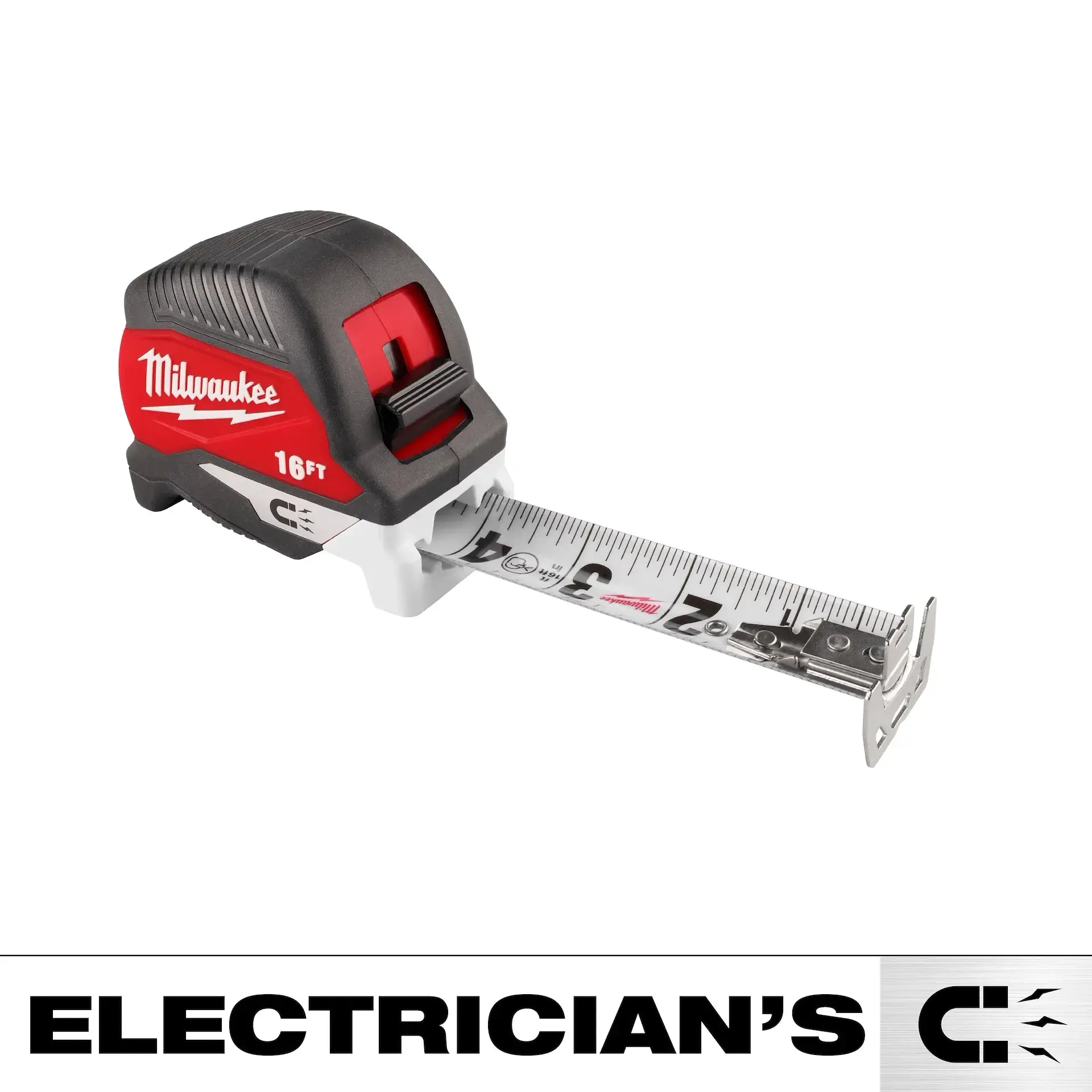 Milwaukee 48-22-1018M 16ft Electrician's Magnetic Tape Measure - Balanced Grip, Straighter Stiffer Blade, Ideal for Jobsite Work (Part of Tape Measures Hook Set)