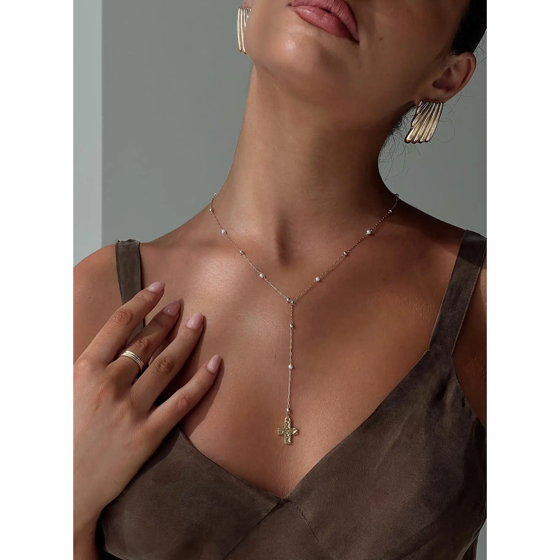 Leonidas Lariat Necklace Gold
