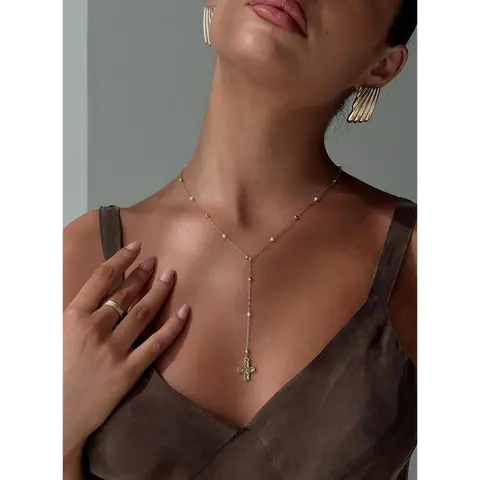 Leonidas Lariat Necklace Gold