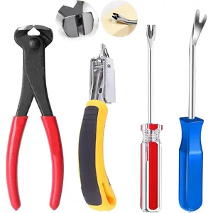 4pcs Upholstery Staple Remover Tool,Nail Remover Tool With Nail Puller Pliers Tack Puller, Staple Remover,Staple Puller Remove Nails From Furniture Floor Wall Wooden Case Picture (4)