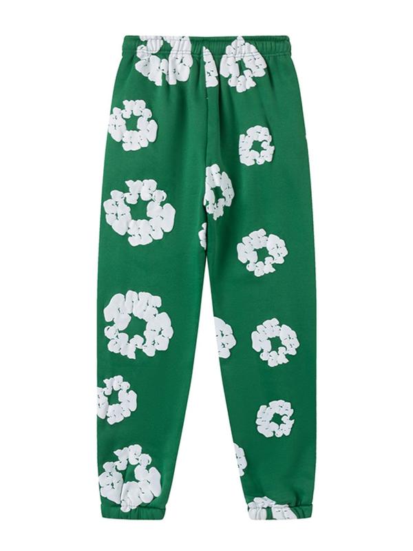 Women's Floral Print Drawstring Waist Sweatpants, Casual Fashion Comfy Warm Jogger Pants for Fall & Winter, Women's Trousers for Clothing Daily Wear, Athleisure Casual Trousers