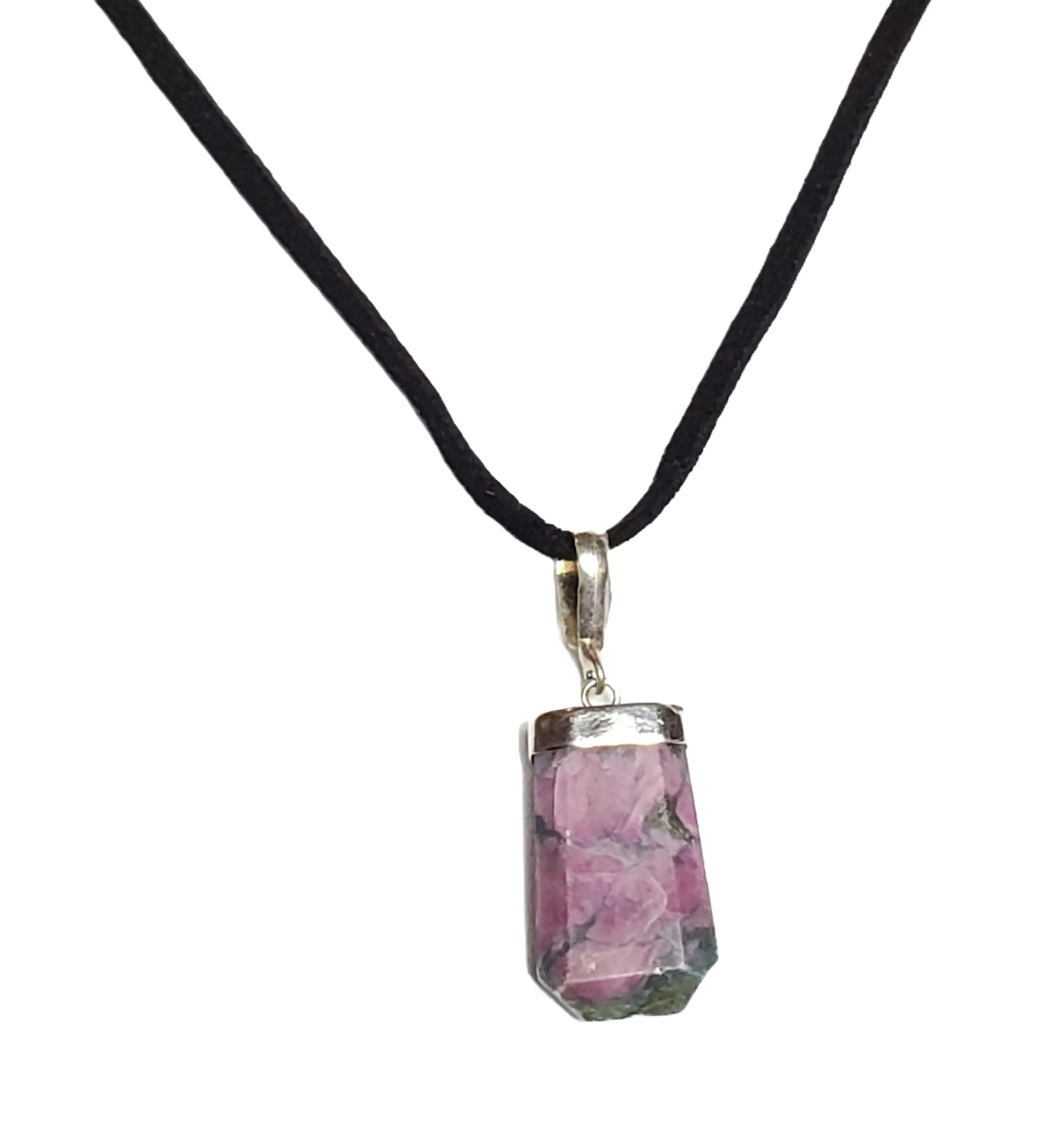 Ruby in Zoisite Suede Cord Necklace, Natural Ruby Necklace, Gemstone Necklace