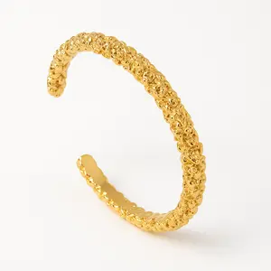 Vale & Veil — Paris | Forteresse Textured Cuff | Sculpted Gold Open Bracelet