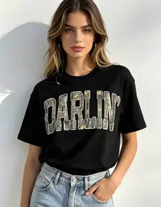Retro Camo Western T-Shirt, darlin Retro Camo Country Distressed Cowboy Quote, Camouflage Shirt, Western Concert Shirt, Southern Tee,Unisex Graphic Casual Short Sleeve Crew Neck,Gift  Shirt for Men Women, Camo Graphic Tee Women Southern Country Western