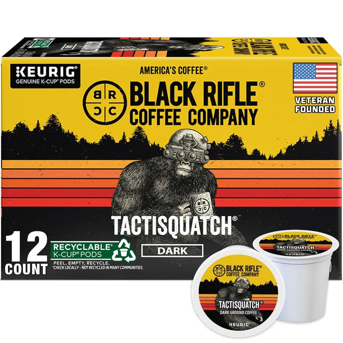 Black Rifle Coffee Company Dark Roast Coffee Pods – 100% Arabica, Bold, Smoky Single-Serve K-Cup Compatible – Veteran-Founded Premium Coffee – Freedom Fuel – 12 Count – Freedom Fuel