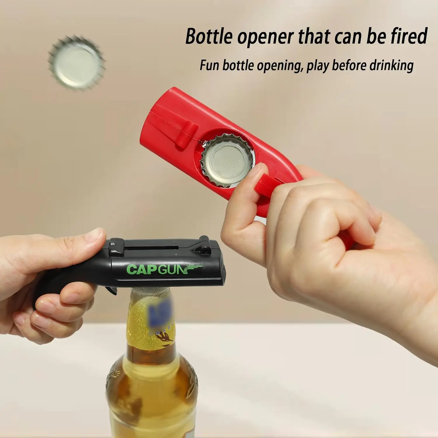 Lightweight Plastic Gun Bottle Opener - Durable Kitchen Utensil, Unique Gift for Men, Gag Gift for Beer Lovers, Ideal for Home BBQ
