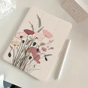 Elegant Flower Pattern TPU for ipad Case with Foldable Stand - Scratch Resistant, Soft Mix Protection Sleeve for 10th Generation for ipad, Air 4/5, 9th/10th Generation iPads, Air 1/2/3, Pro (11-inch) - Ideal for Note-Taking & Viewing Computer Cover