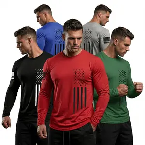 Men's [5-Pack] Long Sleeve Active T-Shirts | Quick-Dry Breathable Athletic Fit | Independence Day Special Patriot Apparel spring and autumn men's clothing Athletic Apparel Athletic Mesh Athleisure Street Fit
