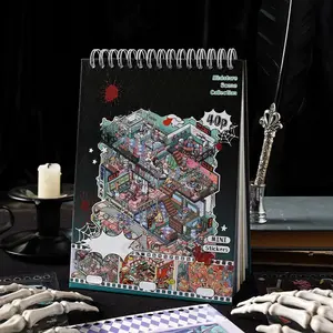 40 Sheets/book Sticker Book Pet Material, Sticker Album, Simulated Life Series Horror Theme Journal Stationery Water Bottle Multi-Scene Decorative Stickers