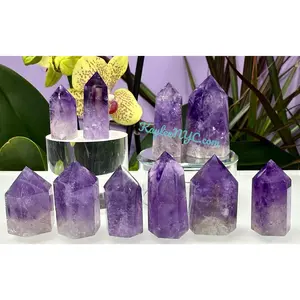 Wholesale Lot 0.5 Lb Amethyst Obelisk Tower Point Crystal Natural Energy Healing