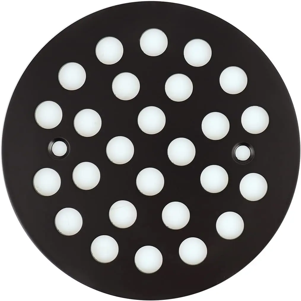4-1/4 Inch Screw-in Round Floor Drain Cover Replacement Shower Drainer Grates (Black)