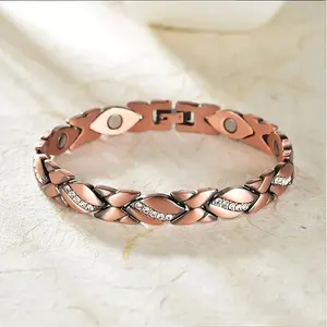 Women’s 1-Piece Magnetic Bracelet |   Elegant Red Copper, Strong Magnetic Closure |   Relieves Pain, Boosts Energy (Fits Daily/Formal Wear + Holiday Gifting!)
