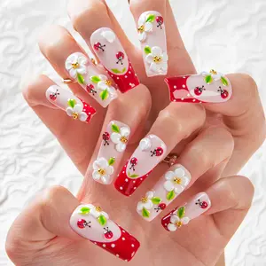 Lovful | NEW DROP Collection Handmade Acrylic Press On Nails | 10PCS Reusable | Salon Quality 3D Flower Rhinestones